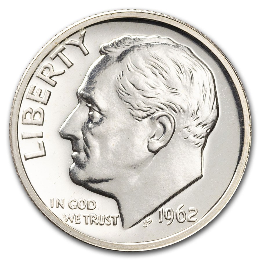 1962 Roosevelt Dime 50-Coin Roll Proof