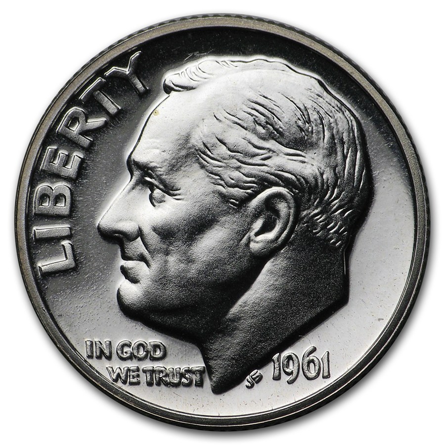 1961 Roosevelt Dime 50-Coin Roll Proof