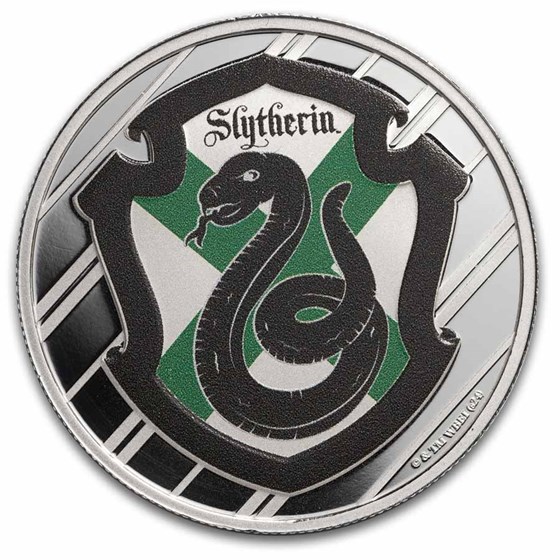 Harry Potter 1 oz Silver Houses; Slytherin Colorized with TEP