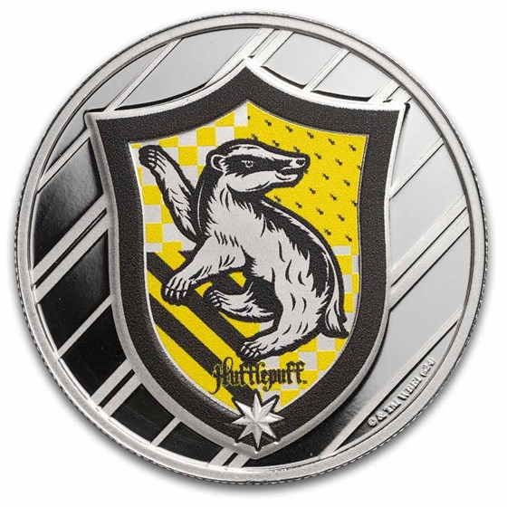 Harry Potter 1 oz Silver Houses; Hufflepuff Colorized with TEP