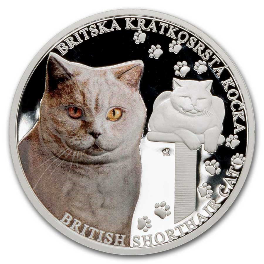 2024 Niue 1 oz Silver Proof Cat Breeds: British Shorthair