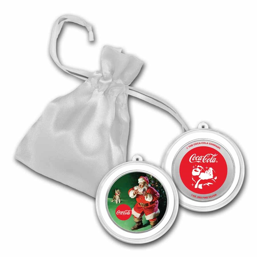 Coca-Cola® 1 oz Silver Santa Round in Ornament Capsule