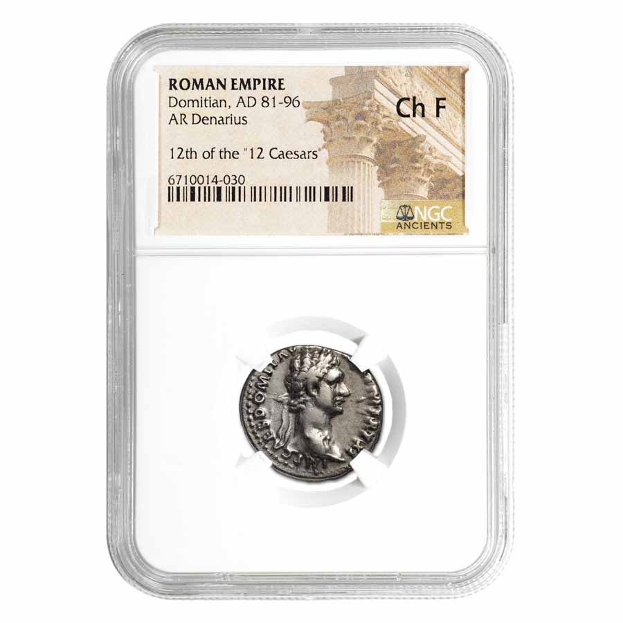 Roman Empire Denarius Domitian 81-96 AD Ch Fine NGC (Random Coin)