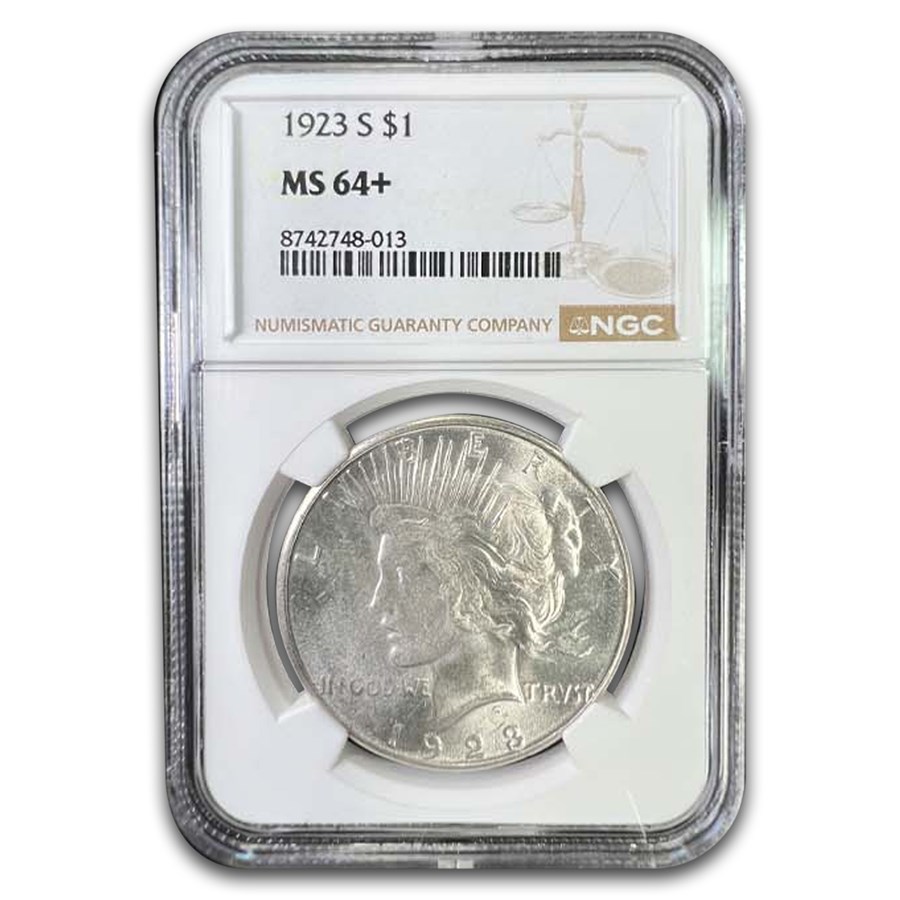 1923-S Peace Dollar MS-64+ NGC