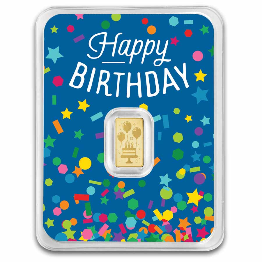 1/2 gram Gold Bar - Happy Birthday (Confetti Card TEP)