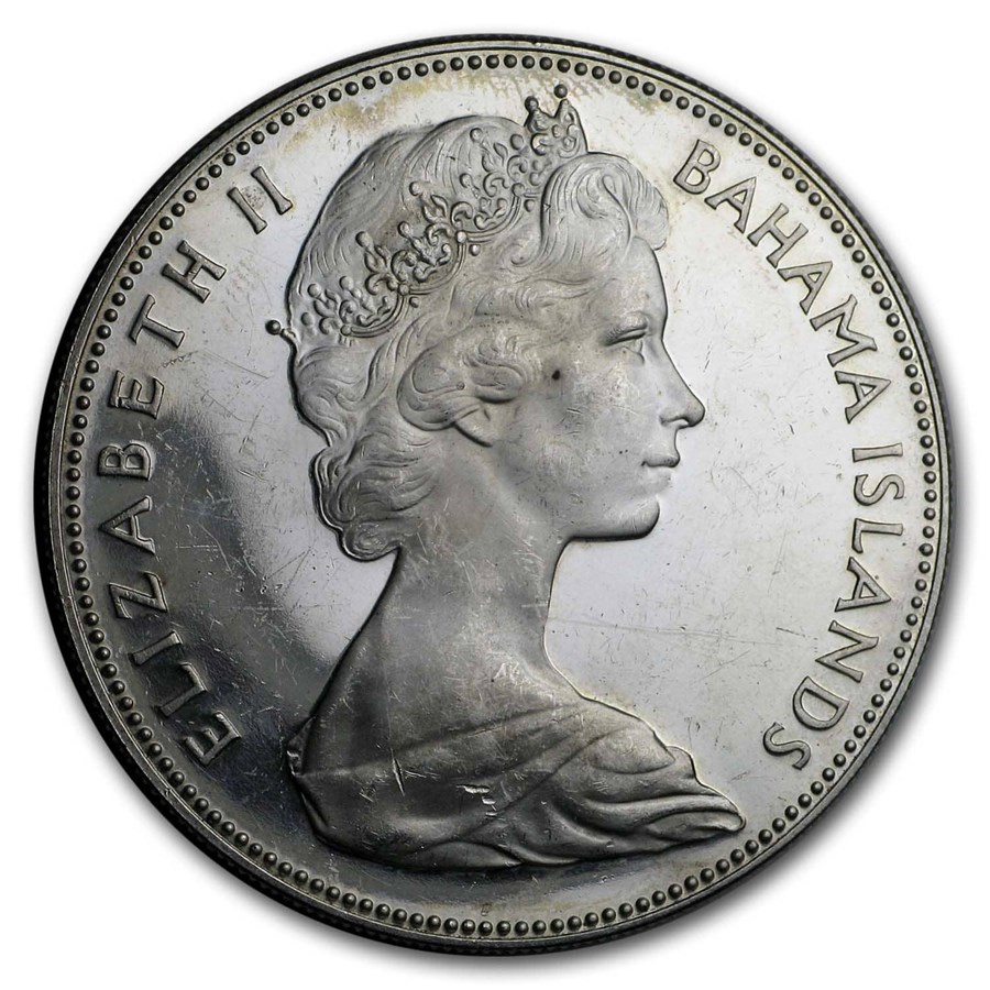 1967-1970 Bahamas Silver $5 BU (ASW 1.2527)