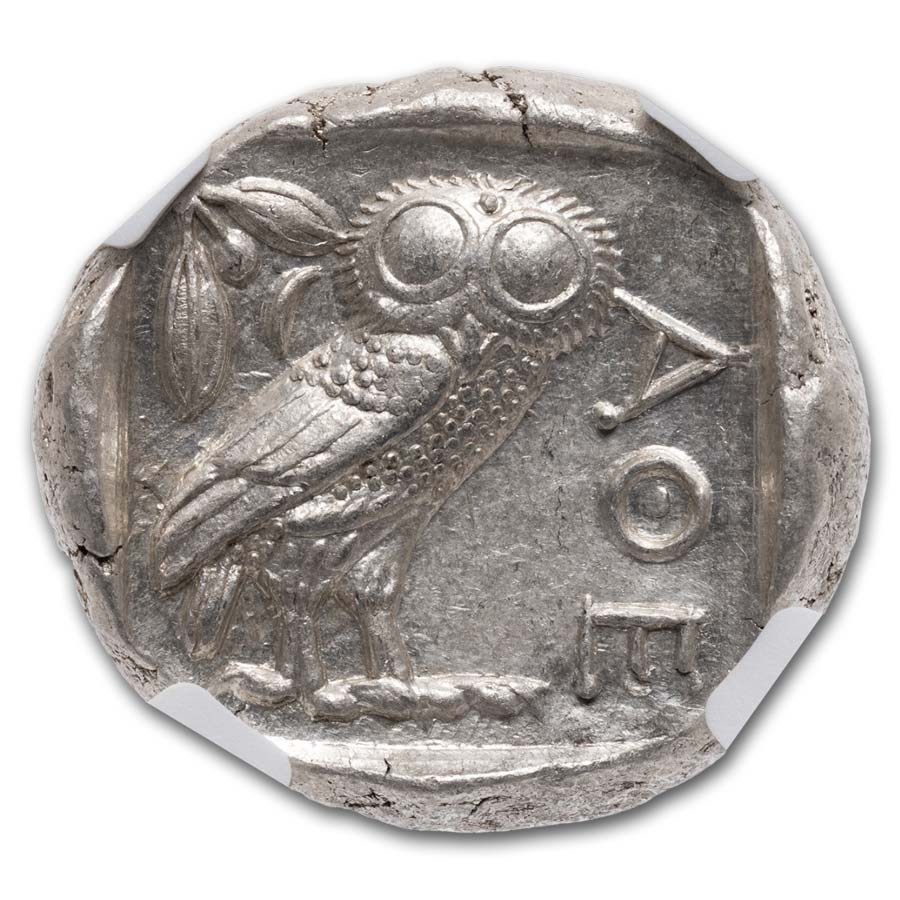 Attica, Athens AR Tetradrachm Owl 440-404 BC Ch AU NGC 5/4