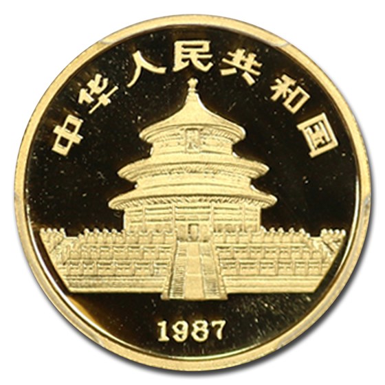 1987-Y China 1/4 oz Gold Panda MS-70 PCGS (PAN-46B)