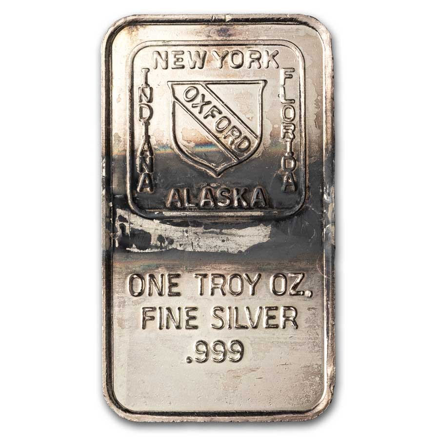 1 oz Silver Bar - Oxford Mint (Random Motif, Scruffy)
