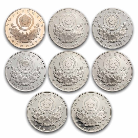 1986-1988 South Korea 1 oz Silver 10000 Won Seoul Olympics Proof