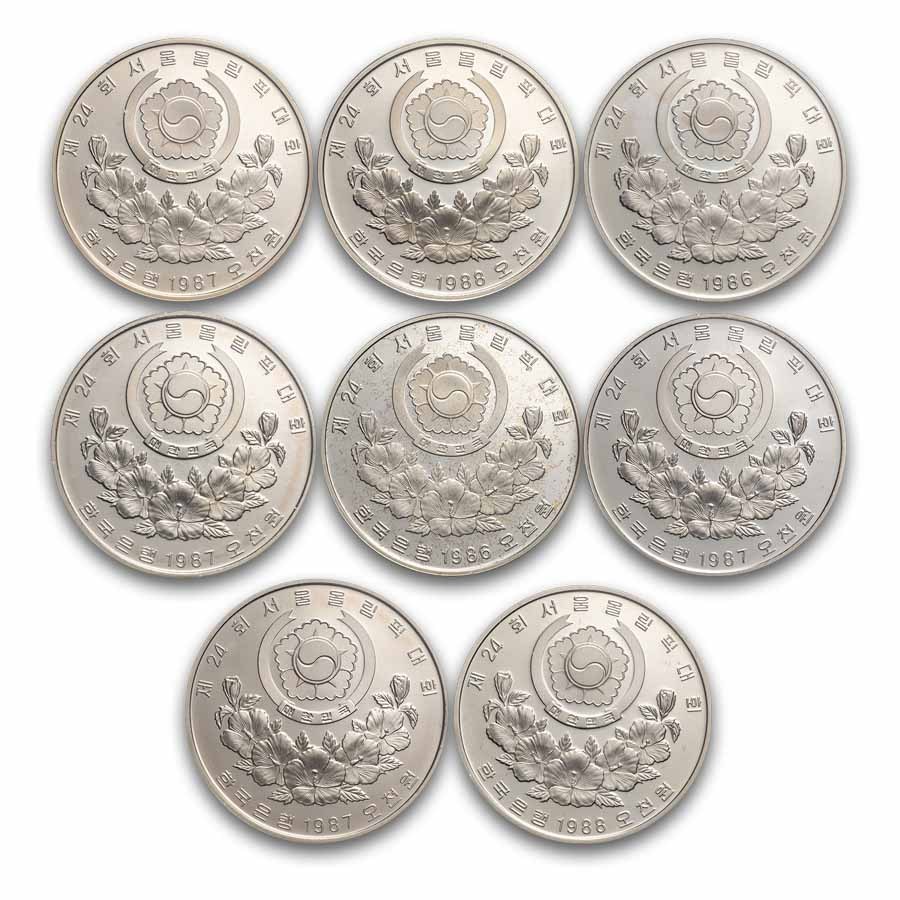 1986-1988 South Korea 1/2 oz Silver 5000 Won Seoul Olympics Proof