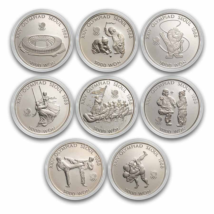 1986-1988 South Korea 1/2 oz Silver 5000 Won Seoul Olympics Proof