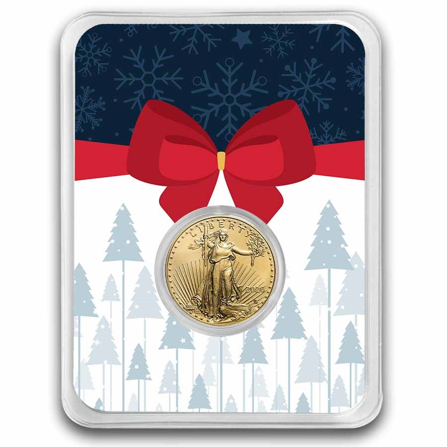 2026 1/10 oz American Gold Eagle - w/Gift Wrap Pine Woods Card