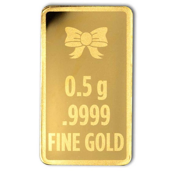 1/2 gram Gold Bar - Candy Cane (w/Red Ornament Card, In TEP)