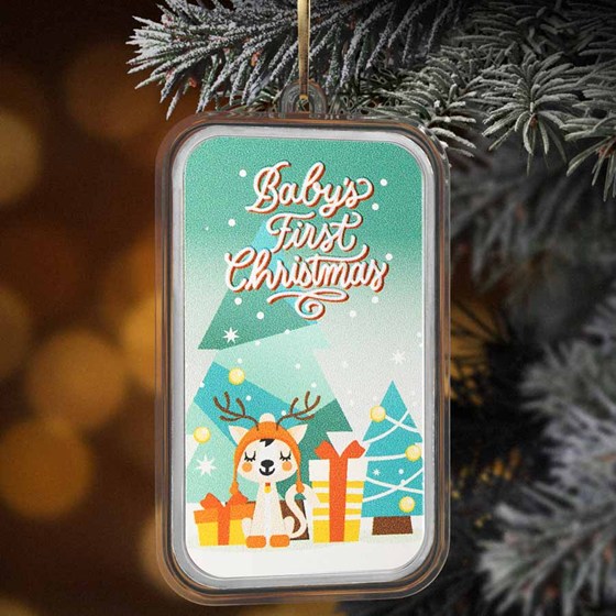 2026 1 oz Silver Colorized Bar - Baby's First Christmas