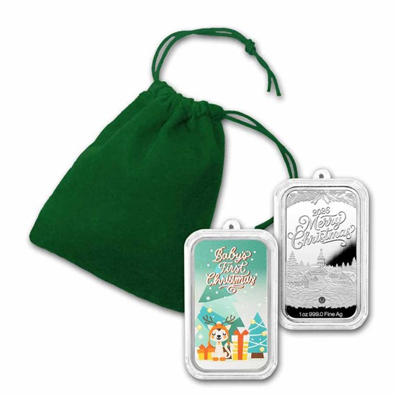 2026 1 oz Silver Colorized Bar - Baby's First Christmas