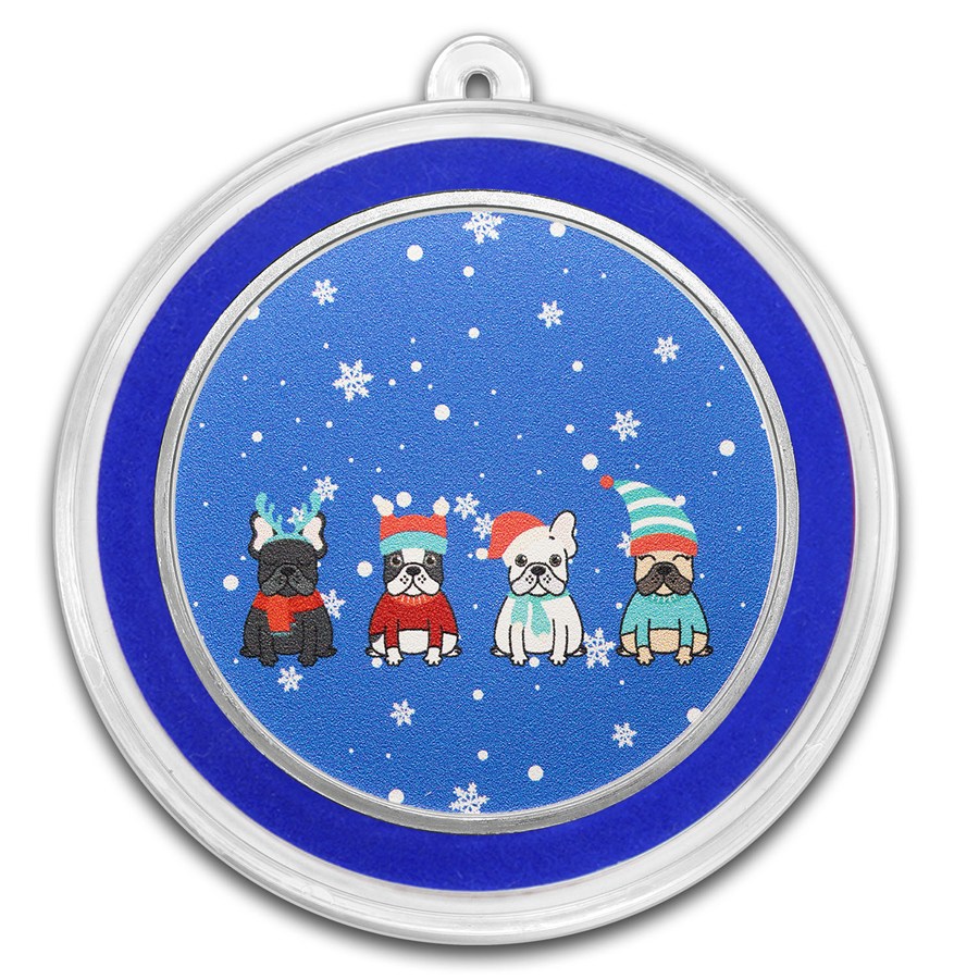 1 oz Silver Colorized Round - We Woof You A Merry Christmas