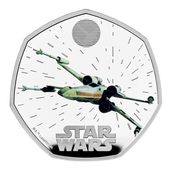 2024 GB Star Wars: X-Wing Silver 50 Pence Proof Color Coin