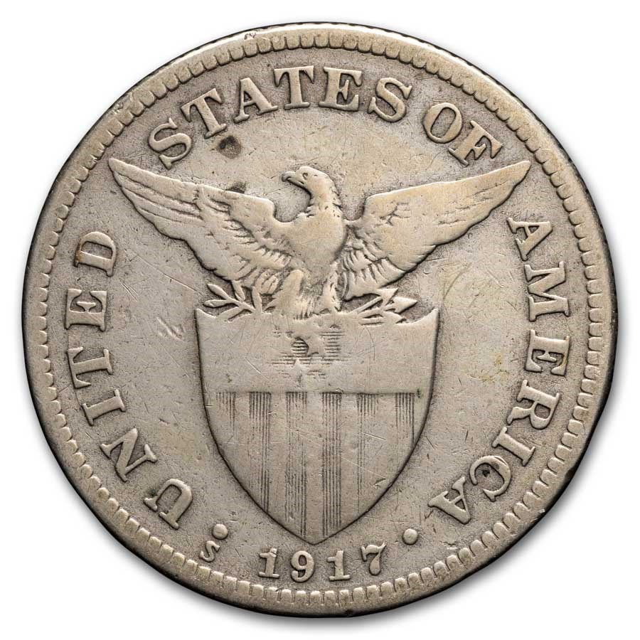 1907-1921 Philippines 50 Centavos Silver Avg Circ (Random Dates)
