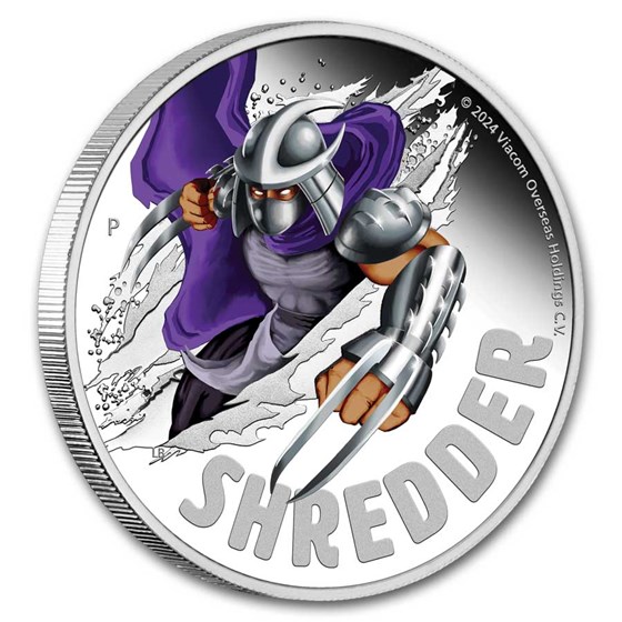 2024 TUV 1 oz Silver Colorized TMNT Shredder Proof (Box)