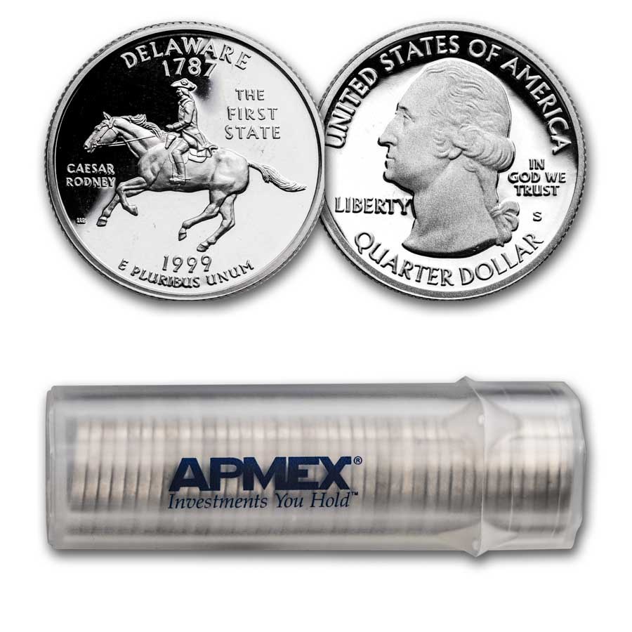 1999-S Delaware State Quarter Gem Proof 40-coin Roll (Silver)