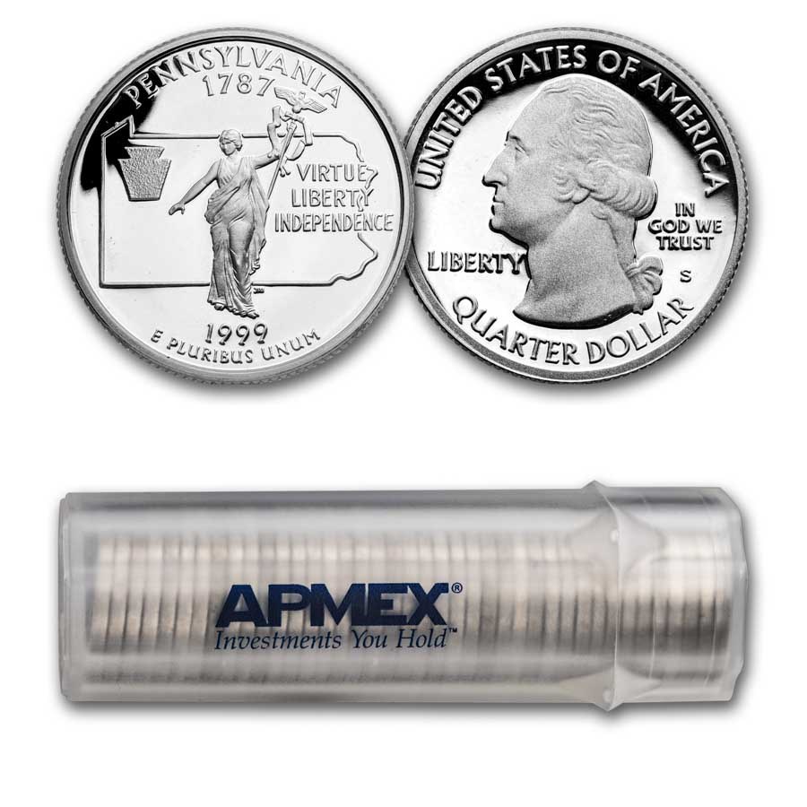 1999-S Pennsylvania State Quarter Gem Proof 40-Coin Roll (Silver)