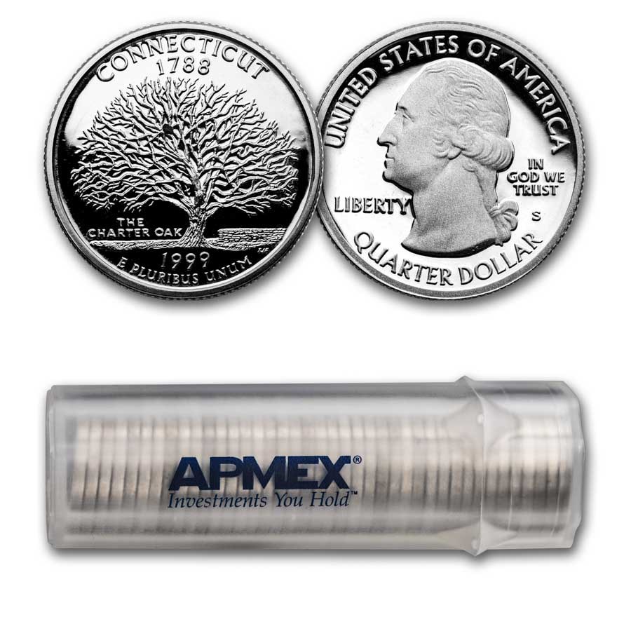 1999-S Connecticut State Quarter Gem Proof Roll (Silver)
