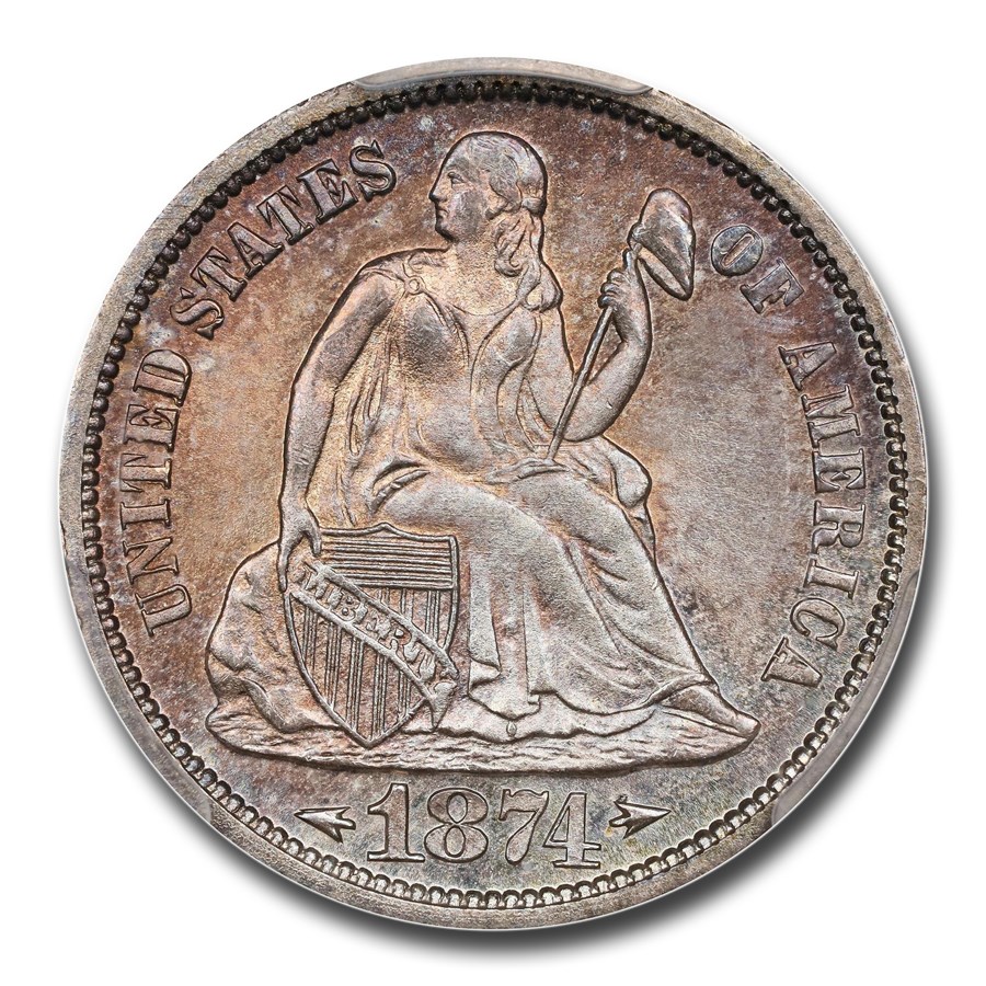 1874-S Liberty Seated Dime MS-66+ PCGS