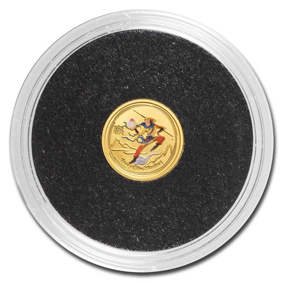 2016 Australia 1/20 oz Gold Colorized Lunar Monkey BU