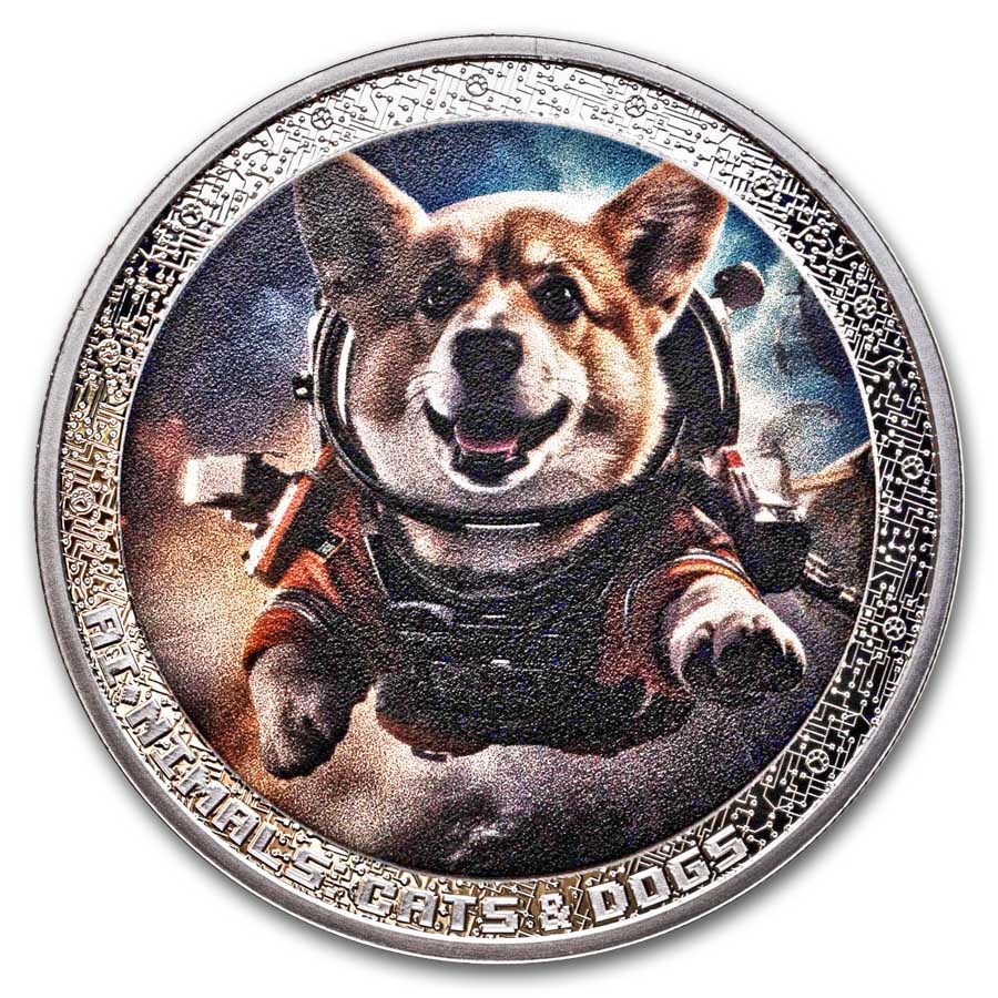 2025 Cameroon 1 oz Silver AI•NIMALS Dog Astronaut (w/ Box & COA)