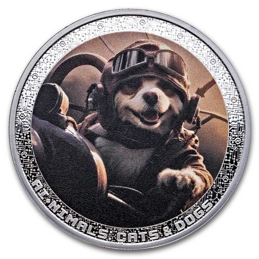 2025 Cameroon 1 oz Silver AI•NIMALS Dog Pilot (w/ Box & COA)