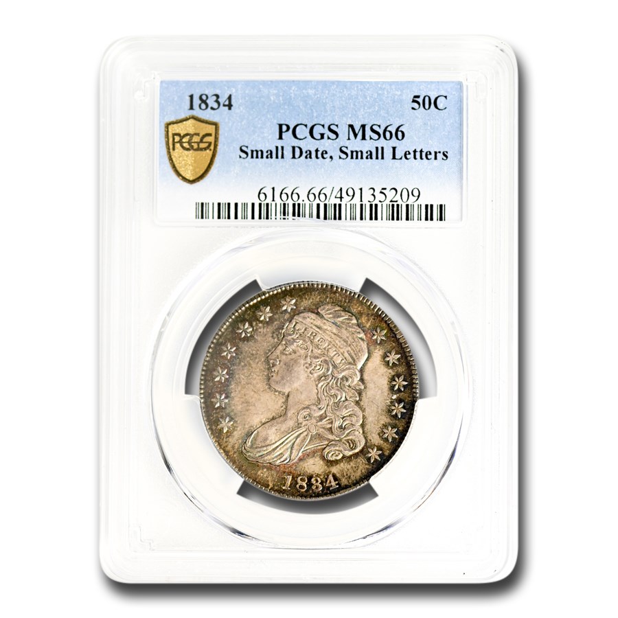 1834 Capped Bust Half Dollar MS-66 PCGS (Sm. Date, Sm. Letters) 1834 Capped Bust Half Dollar MS-66 PCGS (Sm. Date, Sm. Letters)
