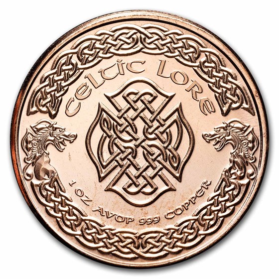 1 oz Copper Round - Celtic Lore: Welsh Red Dragon