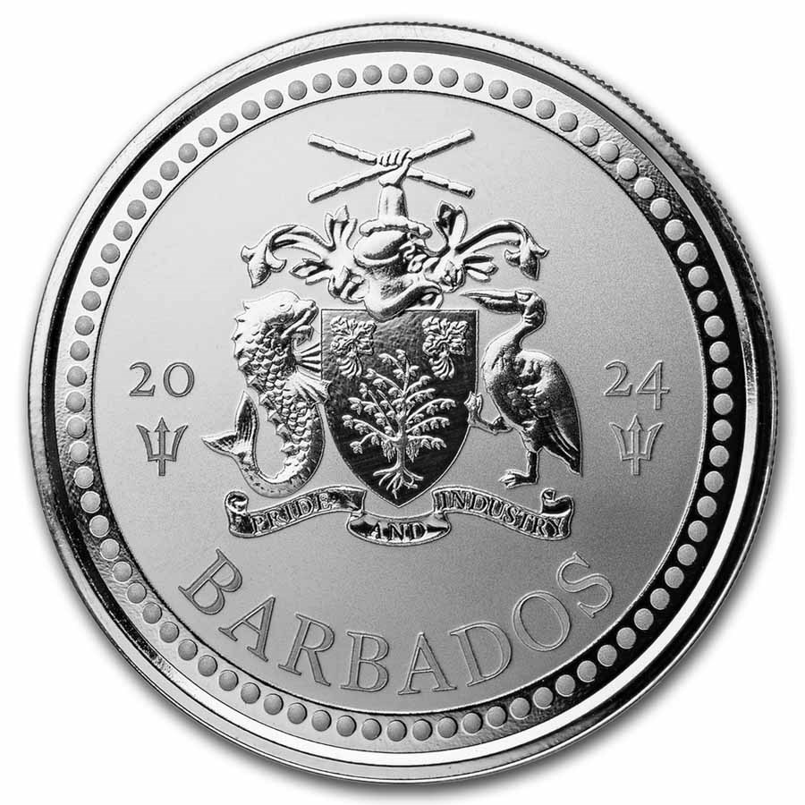2024 Barbados 1 oz Silver Trident BU