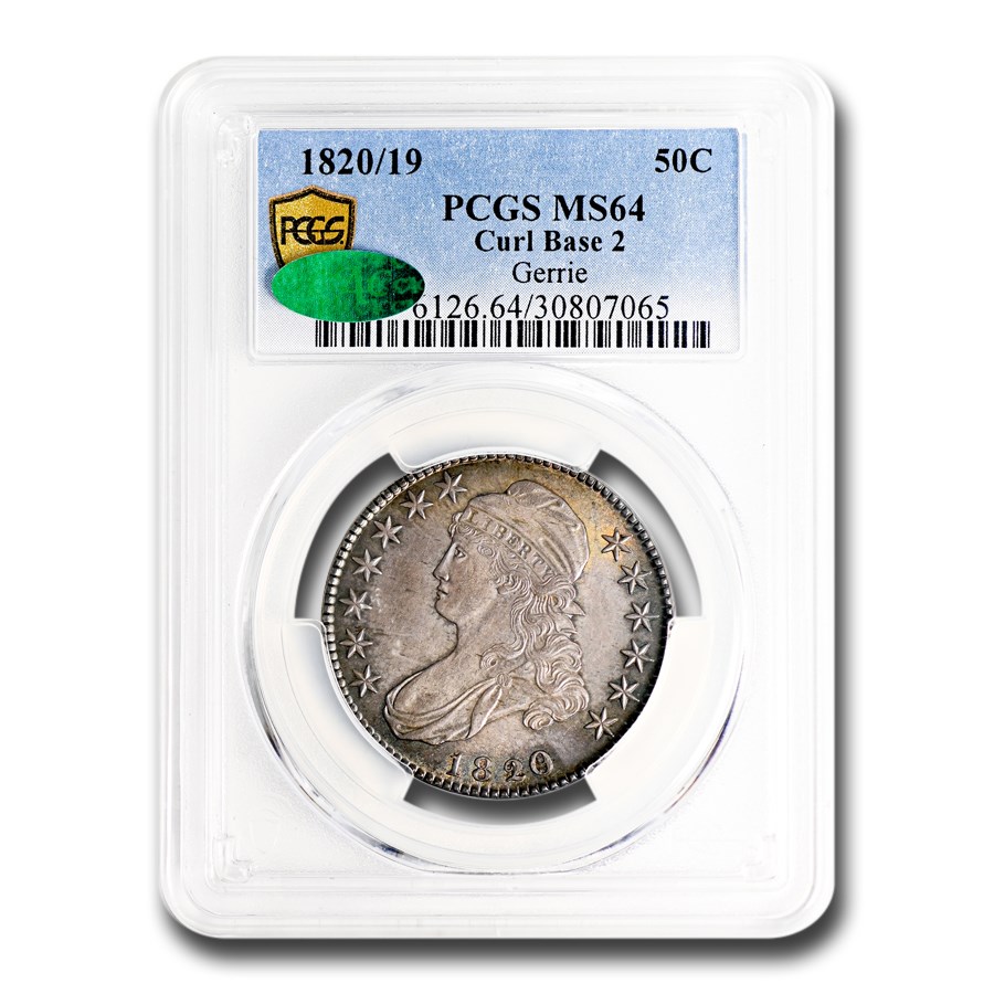 1820/19 Capped Bust Half Dollar MS-64 PCGS CAC (Curl Base 2)