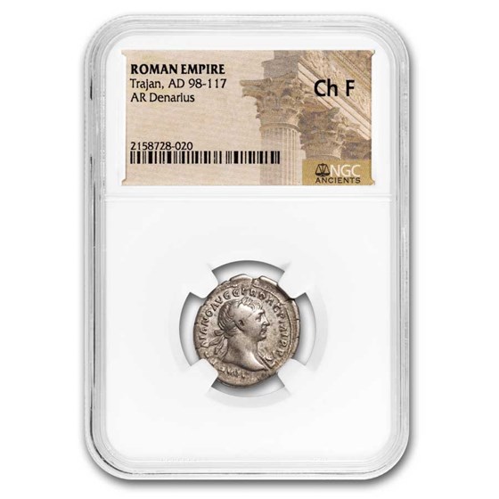 Roman AR Silver Denarius Emperor Trajan (98-117 AD) Ch Fine NGC