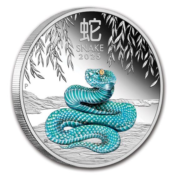 2025 AUS 1 oz Silver Lunar Snake Proof Colorized (w/Box &amp; COA)