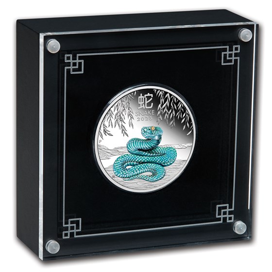 2025 AUS 1 oz Silver Lunar Snake Proof Colorized (w/Box &amp; COA)