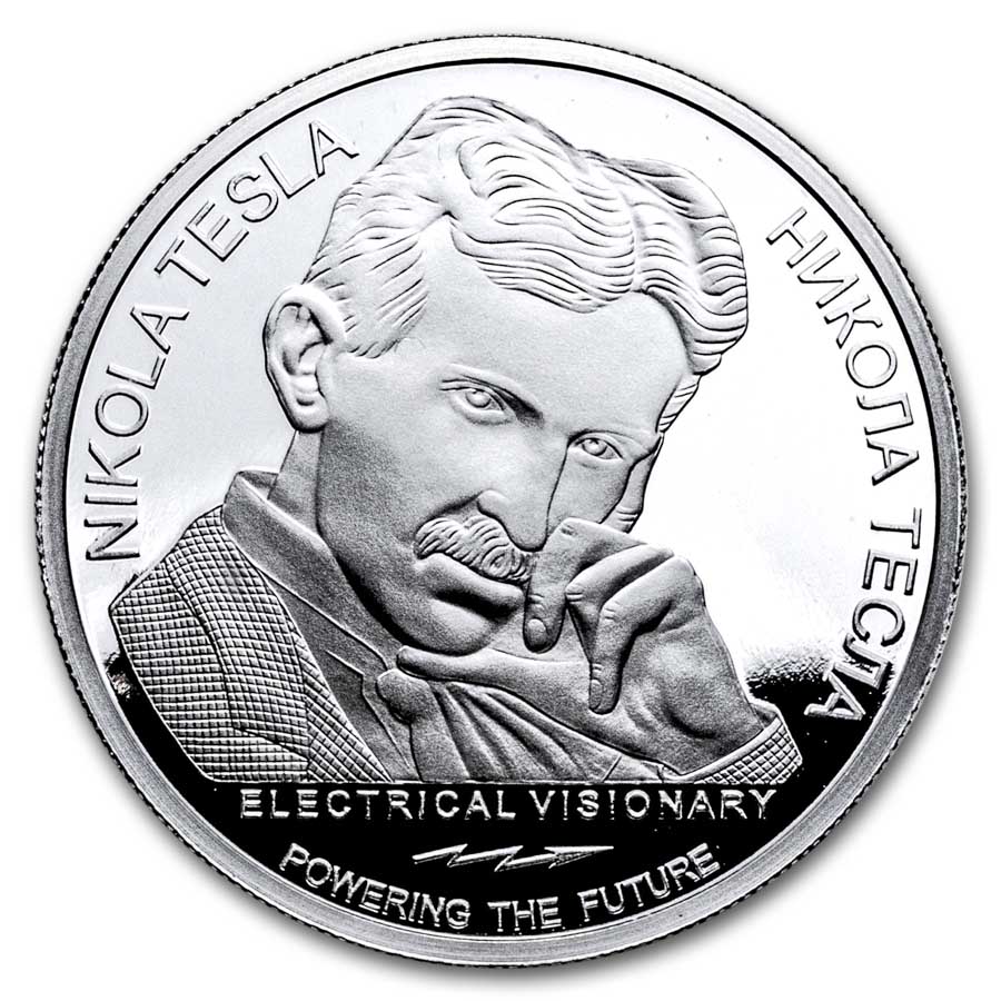 2024 Serbia 1 oz Proof Ag 100 Dinar Tesla: Hydroelectric Power