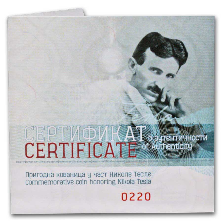 2024 Serbia 1 oz Proof Ag 100 Dinar Tesla: Hydroelectric Power