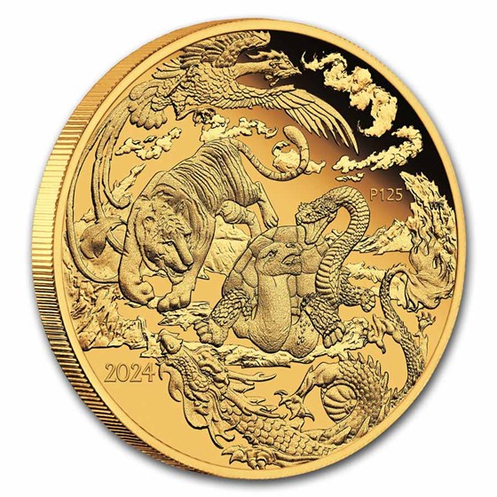 2024 AUS 1 oz Gold Chinese Myths &amp; Legends Four Guardians Proof
