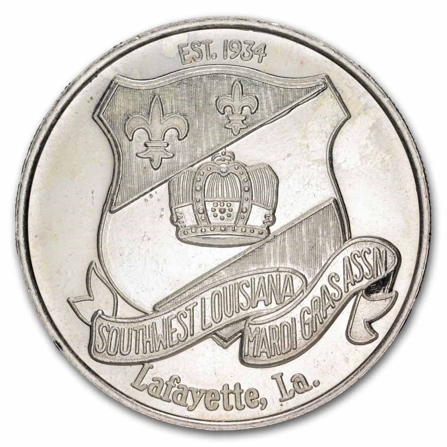 1 oz Silver Round - Vintage 1970's Mardi Gras Doubloon 1 oz Silver Round - Vintage 1970's Mardi Gras Doubloon