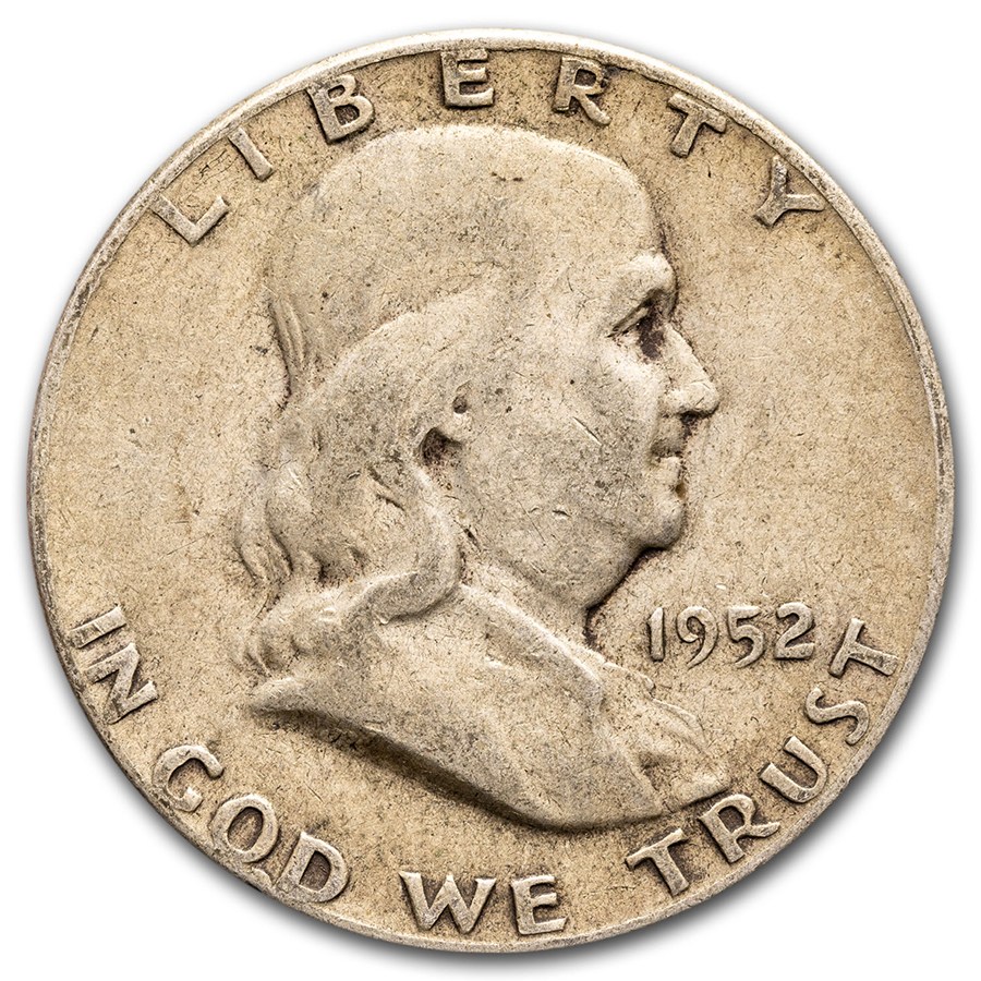 1952 Franklin Half Dollar 20-Coin Roll Avg Circ
