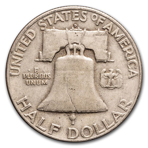 1952-D Franklin Half Dollar 20-Coin Roll Avg Circ