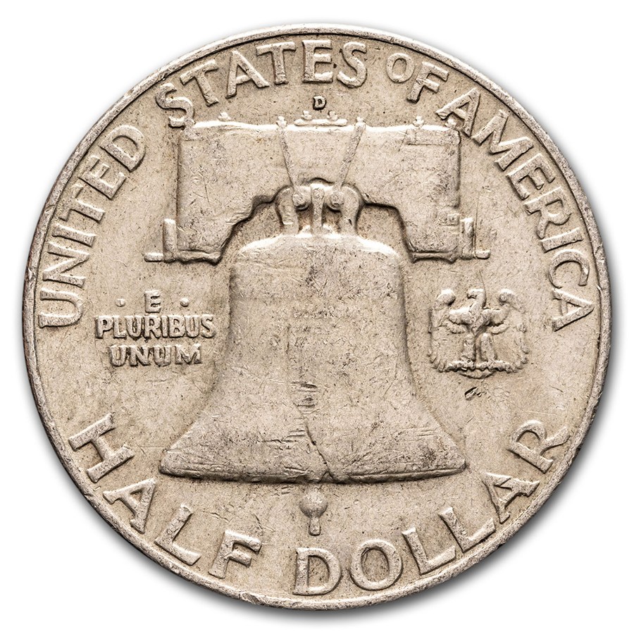 1957-D Franklin Half Dollar 20-Coin Roll Avg Circ