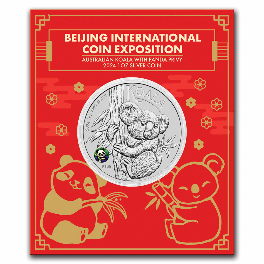 2024 AUS 1 oz Silver Koala Beijing Expo Colorized Panda Privy