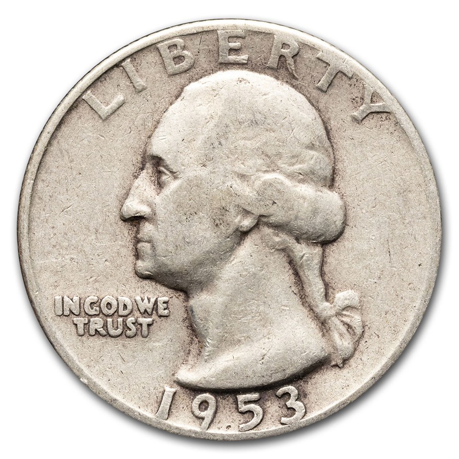1953 Washington Quarter 40-Coin Roll Avg Circ
