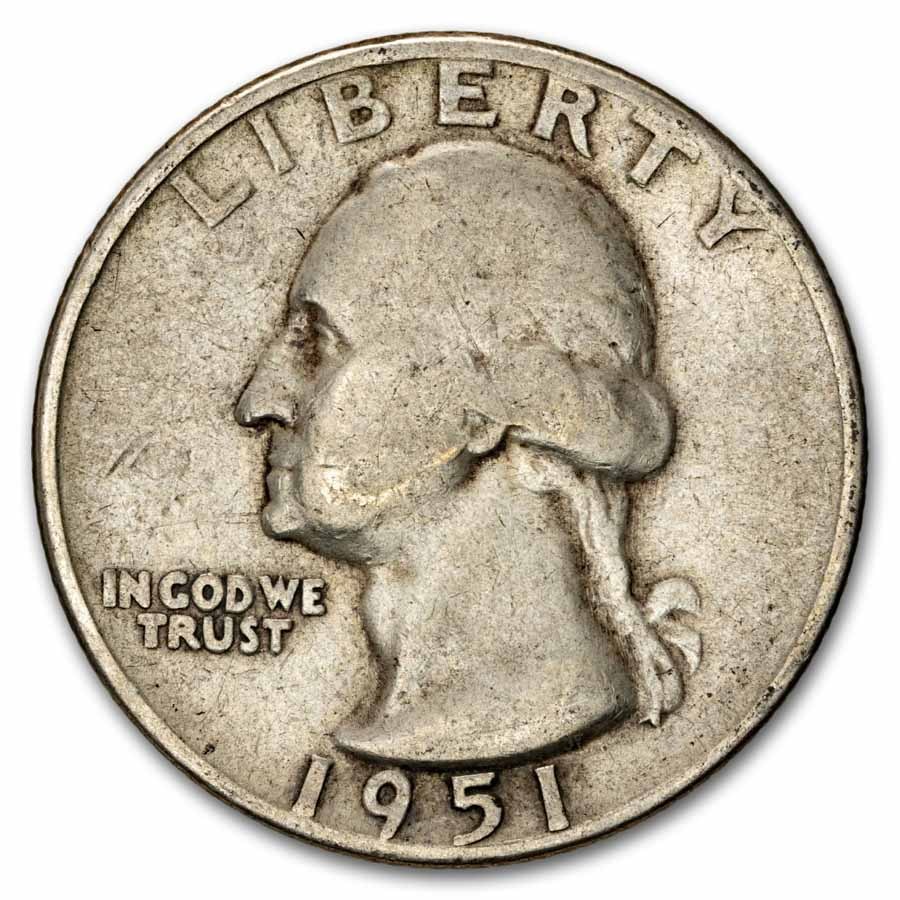 1951-S Washington Quarter 40-Coin Roll Avg Circ