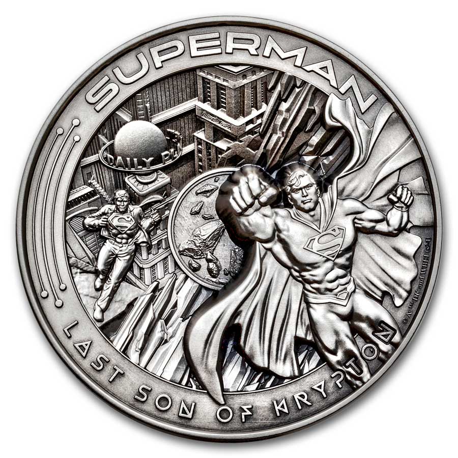 2025 Barbados 10 oz Silver Antique Superman (w/ Box & COA)