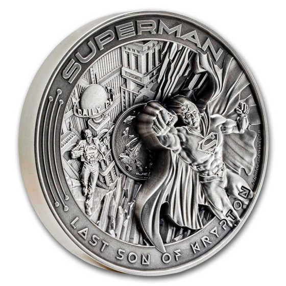 2025 Barbados 10 oz Silver Antique Superman (w/ Box &amp; COA)